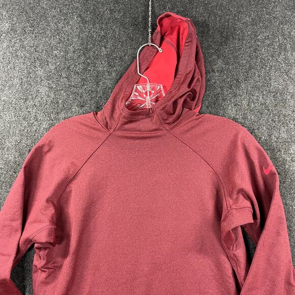 Nike Pro Stay Warm Compression Hoodie Women's Large Pink Red Pullover - Picture 2 of 7